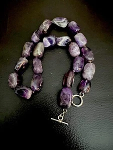 Fine Sterling Silver Amethyst Quartz Large Necklace - Picture 1 of 7