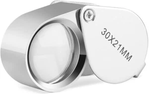1 pieza mini 30X21mm lupa de joyería lentes ópticas de vidrio lupa de bolsillo de metal - Imagen 1 de 6