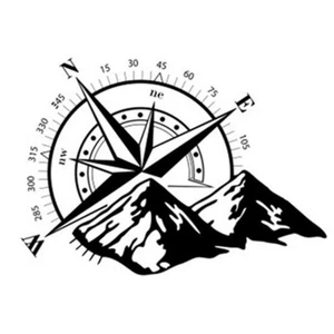 Car Body Door Bonnet Hood Sticker Compass Mountain Graphics Vinyl Decal 48x34cm - Picture 1 of 10