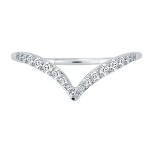 V Shape Ring 1/5 Ctw Natural Diamond Curved Band Ring 925 Sterling Silver - Picture 1 of 4