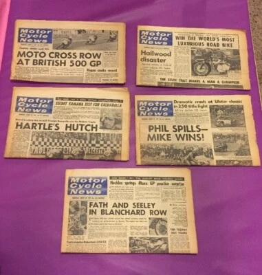 LOT OF 5 1967 MOTOR CYCLE NEWS WEEKLY MOTORCYCLE NEWSPAPERS, AUGUST MONTH L👀K - Image 1 of 4