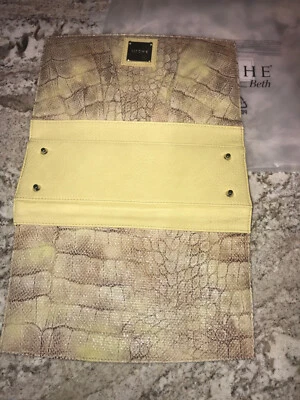 New Miche Beth Classic Handbag Shell ONLY Yellow Brown Lizard Faux Leather Print - Imagem 1 de 4