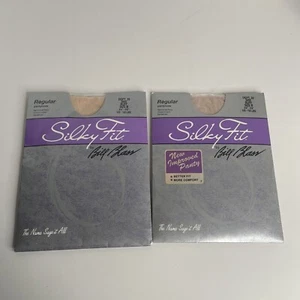 Lot Of 2 Pantyhose Silky Fit by Bill Blass Buff Size B Sandlefoot  - New - Picture 1 of 8