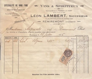 Facture ancienne Léon Lambert à Remiremont 1926 old french invoice bill - Picture 1 of 1