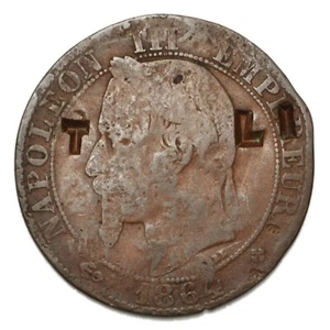 FRANKREICH 5 Centimes Napoleon III 1864 BB Gegenmarken Gegenmarken T L I - Bild 1 von 2