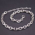 Real Solid 925 Sterling Silver Chain Women 4mm Square Cable O Link Bracelet 8g