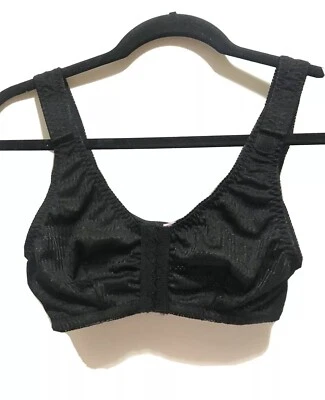 Vintage QT Intimates Unlined Black Bra Hook and Loop Straps Size 34 Style 225V - Image 1 of 4