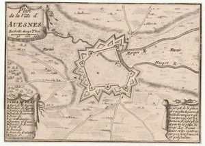 c1700 Avesnes-sur-Helpe Frankreich France Festungsplan Kupferstich-Plan - Imagen 1 de 1