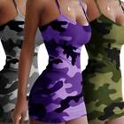 Mini robes femme camouflage d'été sans manches tank cami bodycon robe de couette mince Hawaii