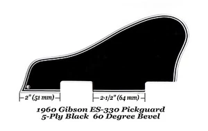 ES-330 1960-67 Pickguard 5-Ply Blk W/Spacer & Bracket for Gibson Project AGED - Picture 1 of 8