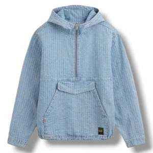 Levi's Sutro "In The Sky" Seersucker Striped Denim Hooded Anorak sz L nwt - Picture 1 of 4