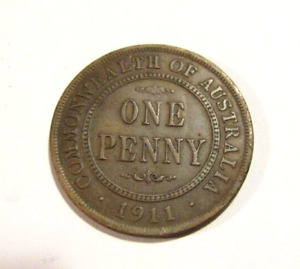 Australia 1911 1 Penny Old Bronze Coin
