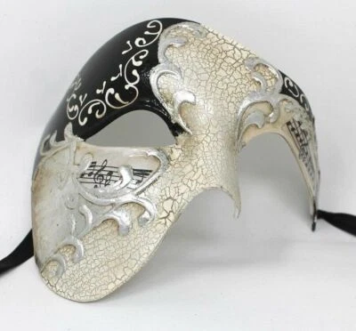 Phantom Der Oper Maskenball Maske Schwarz & Silber Musikalische Noten Halloween - Bild 1 von 4