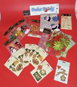 WEIHNACHTEN THEMA gemischtes Set Harz Stoff Metall Verzierungen Aufkleber Sammelalbum - Bild 1 von 7