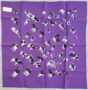 NWT 1984 Woody Jackson PURPLE Cow Bandana Handkerchief Ben Jerrys Logo Creator - Picture 1 of 4
