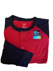 New Hanes Men's Henley Shirt FreshIQ X-Temp Colorblock Long-Sleeve two tone, 3XL - Picture 1 of 7