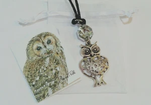 COLLANA CIONDOLO GRANDE REGOLABILE LUNGA/CORTA GUFO ARGENTO TRENDY - Gift Card &Bag - Foto 1 di 7