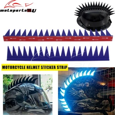 Rubber Peel and Stick Motorcycle Helmet Mohawk Even Blade Warhawk Universal Blue - Image 1 of 4