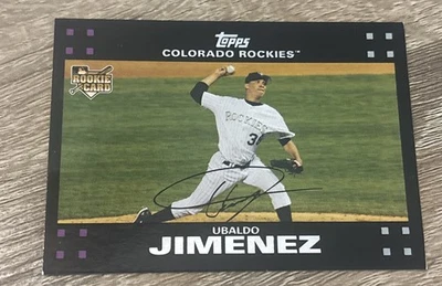 Tarjeta de béisbol de novato Ubaldo Jiménez 2007 Topps #296 Colorado Rockies Foto 1 de 2