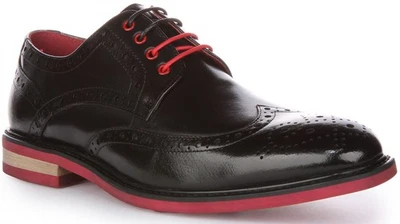 JUSTINREESS ENGLAND James Cordones Zapato Oxford Negro Rojo Hombre Ru 6-12 - Imagen 1 de 4