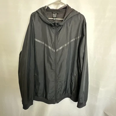 ID Ideology Mens Windbreaker Rain Fullzip Hoodie Black Size-L #244 - Image 1 of 4