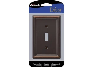 Chelsea Wallplate, 4-7/8 in L, 3-1/8 in W, 1 -Gang, Steel, Aged Bronze - Picture 1 of 10