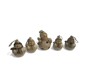 Snowman Christmas Ornament and Tea Light Set Stoneware Pottery Glazed Ceramic - Picture 1 of 10