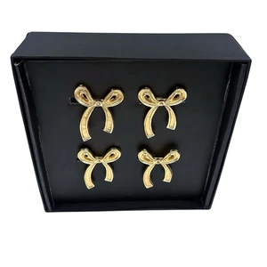 Tahari Gold BOW Napkin Ring Set of 4 New - Picture 1 of 5