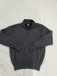 FootJoy Sweater Herren Large grau Wolle Quarter Zip Pullover gefüttert Golf FJ Logo L - Bild 1 von 12