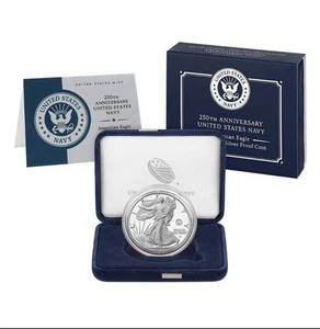 Moneda de prueba de plata de una onza American Eagle 250 aniversario de la Marina de los Estados Unidos - Imagen 1 de 1