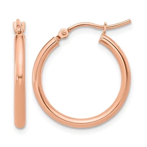 10K Rose Gold Polished Hinged Hoop Earrings L-20 mm, W-20 mm - Picture 1 of 5