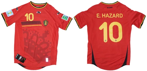 E. HAZARD #10 BELGIUM URBSFA KBVB HOME Official Jersey Soccer XL 2014 World Cup Cover