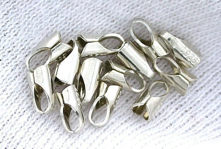 SEIS piezas de plata de ley pura collar extremos de cordón 7,3 mm x 3,6 mm para cordón de 3,5 mm Foto 1 de 1