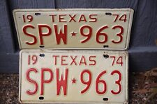 1974  TEXAS  License Plates    *** PASSENGER  ***  '74 TX **  SOLID PAIR **  YOM