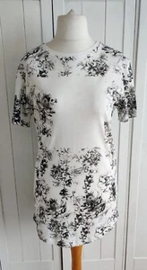 Matalan White and Black Floral Print Cotton Top Small 8-10 - Picture 1 of 4