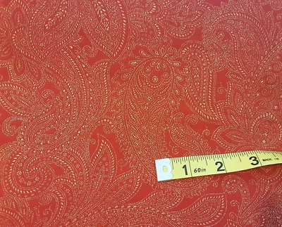 Moda Majestic Yule Red Metallic Gold 100% Cotton Fabric BTY - Image 1 of 3