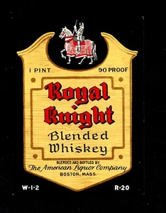 Royal Knight Blended Whiskey Label - Picture 1 of 2