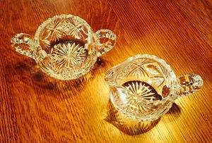 Early American Brillianat Crystal Cut Glass Creamer & Sugarer- 1900 - Picture 1 of 4