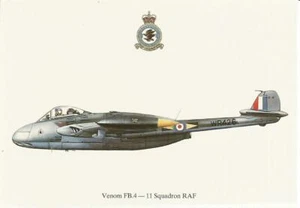 Squadron Prints DH Venom FB.4 11 Sqn. RAF, Profile Postcard - Picture 1 of 2