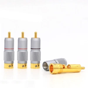 4pcs VR003G Hi-End Pure Copper with 24K Gold Plated Plug RCA Cable Connector - Picture 1 of 7