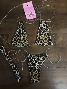 NWT Sexy Skimpy Handmade Animal Leopard Print Mini Tri-Top Thong Bottom Bikini - Picture 1 of 7