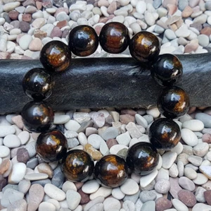 18 MM Genuine Golden Black Coral Sea Willow Bracelet 13 Beads #06 - Picture 1 of 7