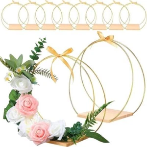 Metal Flowers Hoop Gold Centerpiece New Wreath Frame Home - Picture 1 of 10