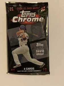 NEW 2007 Topps Chrome Baseball Pack, 4 Cards, 1 Parallel Card Per Pack. - Picture 1 of 2