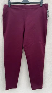 BNWT George Burgundy Slim Trousers Size 20 - 22 Stretch- Hidden Elasticated Band - Picture 1 of 13