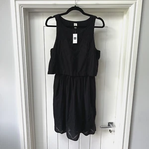 GAP Dress Women's UK 12 Black 100% Cotton Fit & Flare Midi Occasions Dress BNWT - Picture 1 of 14