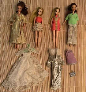 Lot of 4 Vintage Topper Dawn Dolls 2 Blonde•2 Brunette With Clothes•AS-IS - Picture 1 of 6