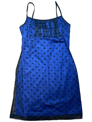 Vtg Y2K Dress Women S Blue Babydoll Burnout Sheer Whimsigoth Fairy Grunge Sparkl - Image 1 of 4