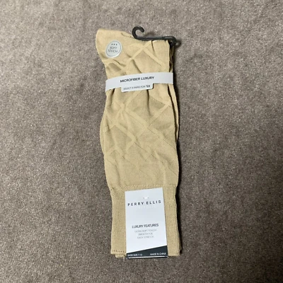 Calcetines de vestir Perry Ellis Portfolio para hombre de microfibra de lujo talla 7-12 caqui/bronceado Foto 1 de 4