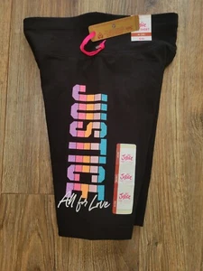 GIRLS (M 10) NWT- BLACK- JUSTICE- BIKER SHORTS- ALL FOR LOVE - Picture 1 of 3